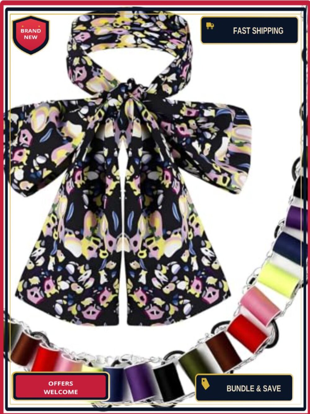 Hatter Costume Accessories Set Bow Tie Scarf Spools Bandolier Cosplay
